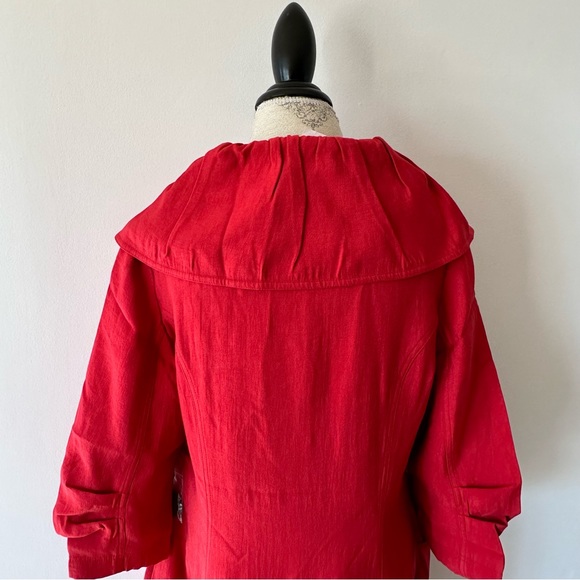 NWT Red Collared Long Peacoat Large - Picture 7 of 12
